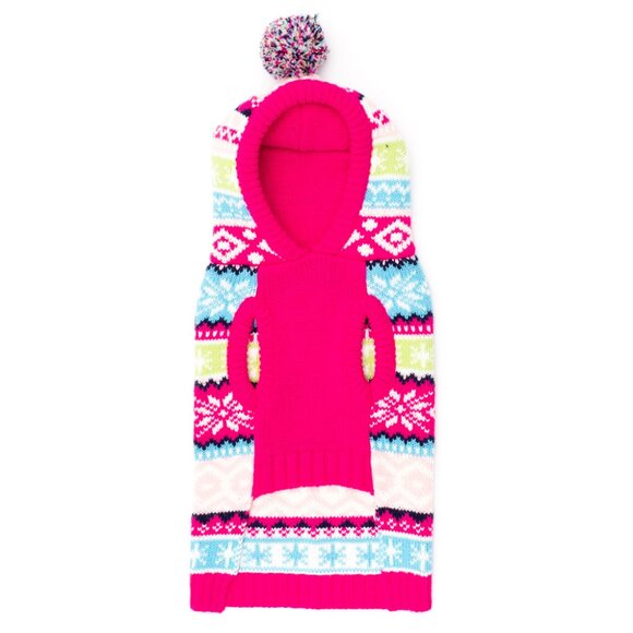 Fairisle Pink Hooded Sweater in SMALL - Picture 2 of 5